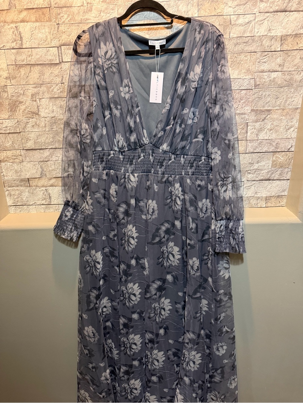 Baltic Born Slate Gray Floral Maxi Dress